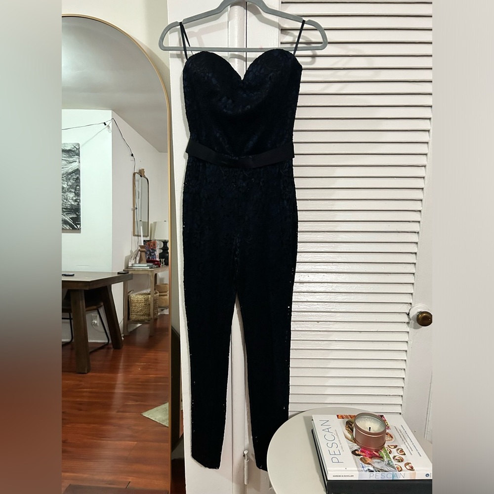 Bebe Black Lace Jumpsuit Size Small